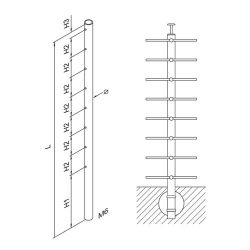 Kit poteau pré-percé ⌀ 42.4 mm
