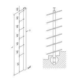 Kit poteau pré-percé ⌀ 42.4 mm