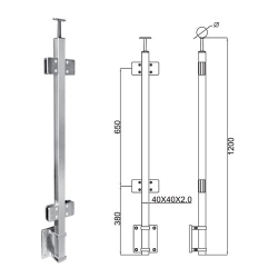 Kit poteau pré-percé ⌀ 42.4 mm