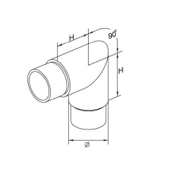 Coude 90° - support ⌀ 42.4 mm 2
