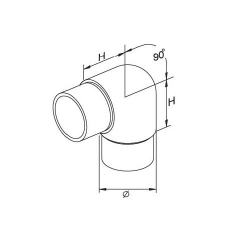 Coude 90° - support ⌀ 42.4 mm 2