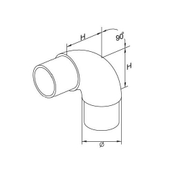 Coude 90° - support ⌀ 42.4 mm 2